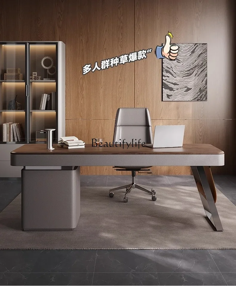 

GG8.-*Walnut desk premium Italian minimalist solid wood computer desk household