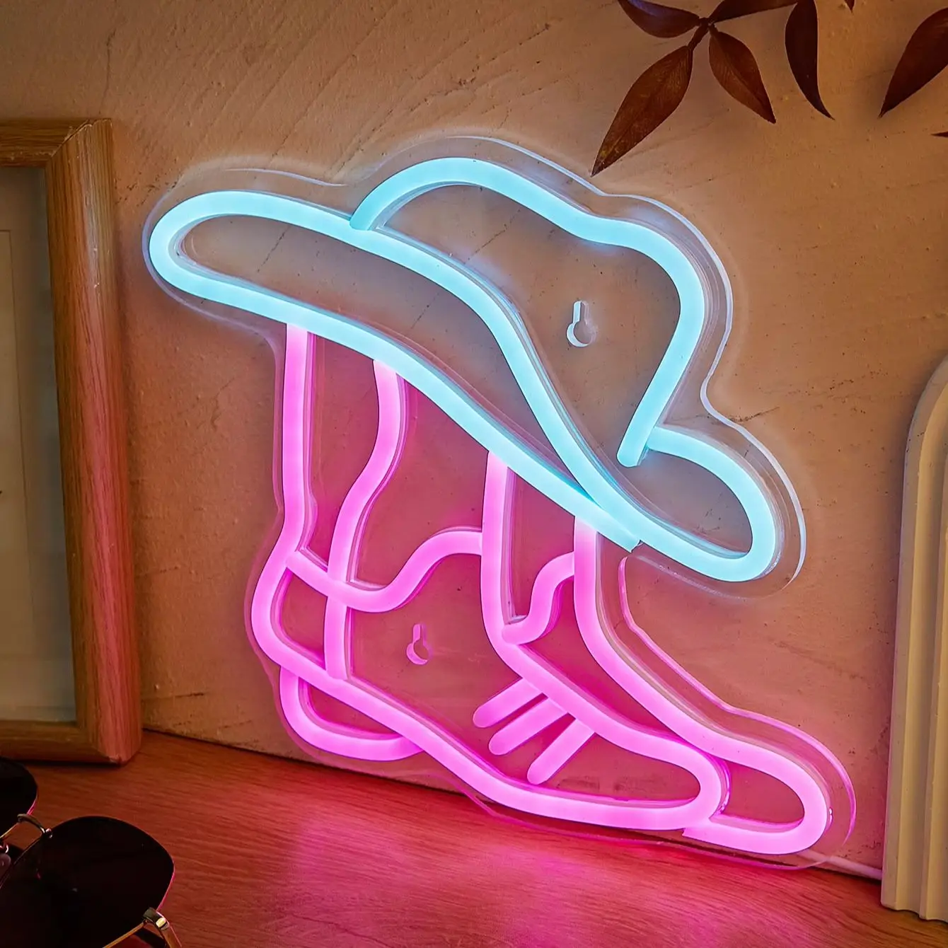 Chi-buy LED Neon cowboy boots USB Powered Neon Signs Night Light 3D Wall Art & Game Room Bedroom Party Decor Lamp Signs