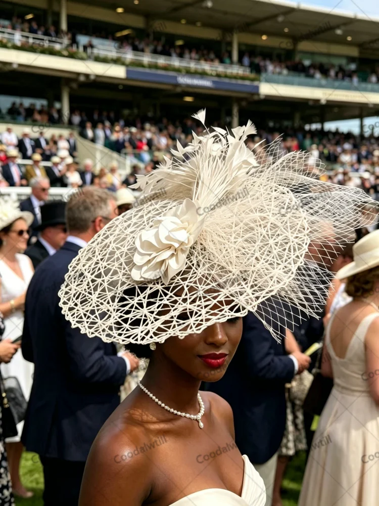 Elegant Women Royal Ascot Fascinator Hat Veils Headwear Ladies Church Kentuckt Race Hair Accessories For Bride Wedding Headdress