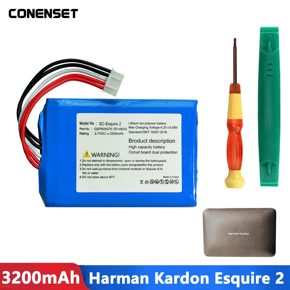 CP-HK03 Original 3.7V 3200mAh GSP805070 Replacement Battery For Harman Kardon Esquire 2 Bluetooth Wireless Speaker + tools