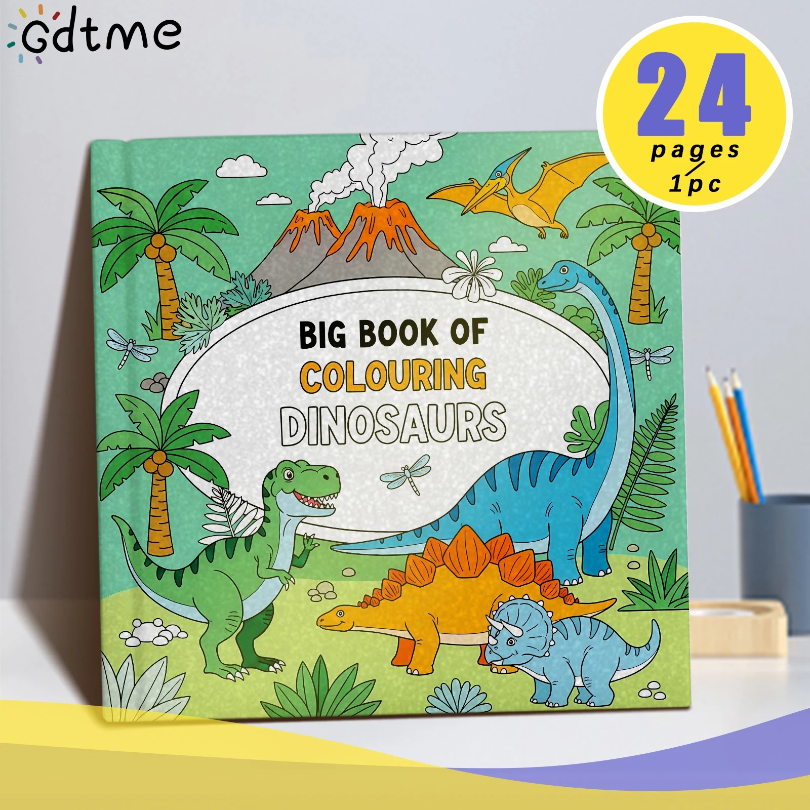 

DINOSAURS Coloring Book for Adults Featuring Cartoon Bold-easy Patterns for Relaxation Kids DIY Painting Drawing Books