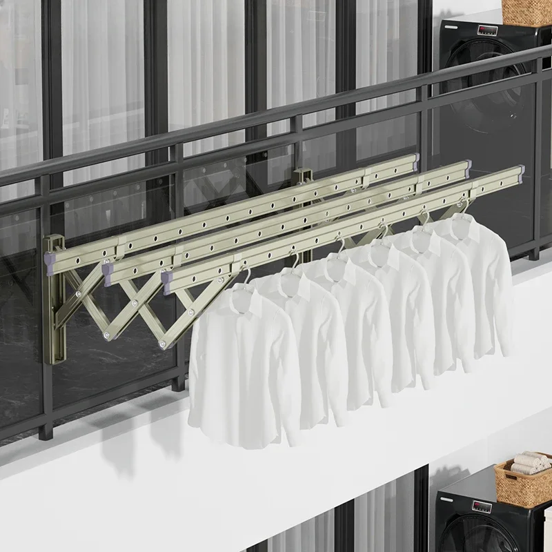 

Outdoor push-pull clothes rack outside the balcony telescopic clothes rack folding outdoor clothes drying rack.