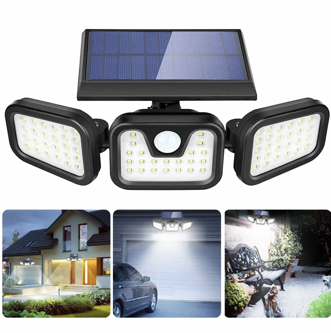 

Modern IP65 Solar Garden Light Motion Sensor LED Wall Lamp Outdoor Waterproof 3 Sides 74 LED