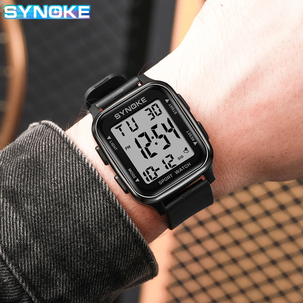 Reloj Digital militar SYNOKE para exteriores, nuevo reloj Retro a la moda para hombre, reloj deportivo resistente al agua para hombre, reloj luminoso multifuncional