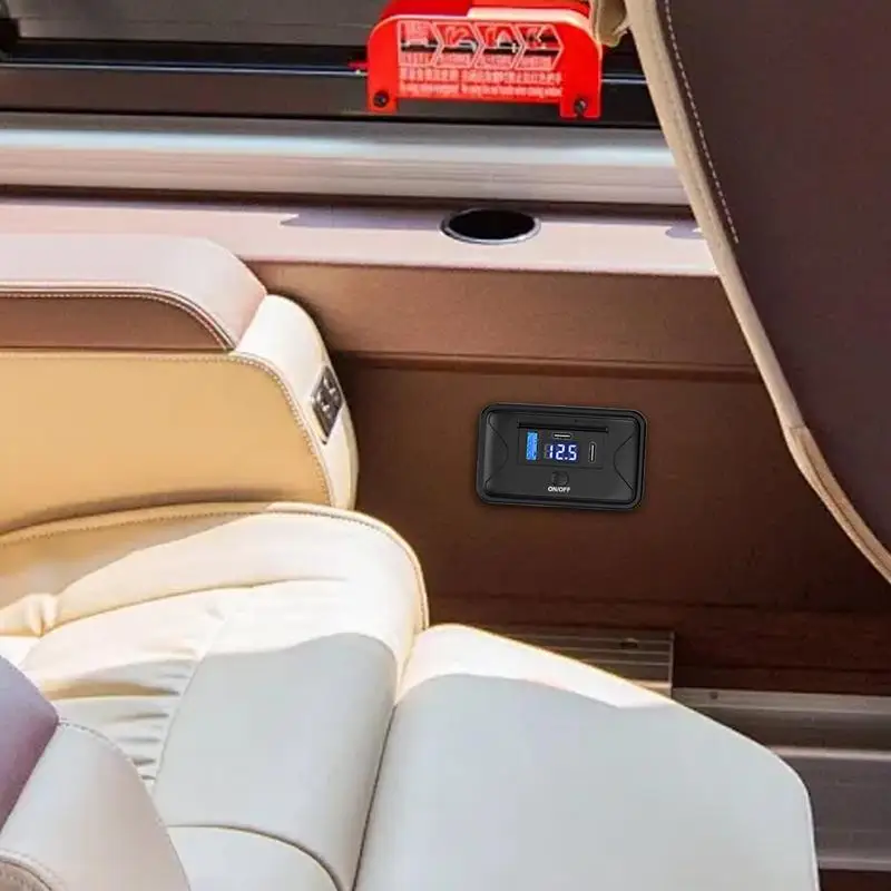 

Wall Truck Charger Wall Charger 3 Ports Waterproof Charging Station Voltage Display Vehicle Travel Charger Stable Car Plug