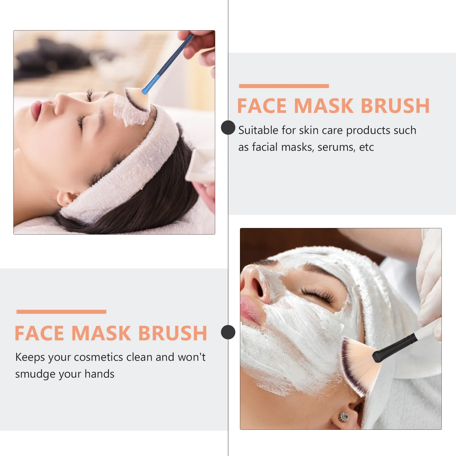 4 قطع من فرش المكياج على شكل مروحة بمقبض خشبي، فرشاة توزيع قناع الوجه، أدوات تجميل صديقة للبشرة لأحمر الخدود #2