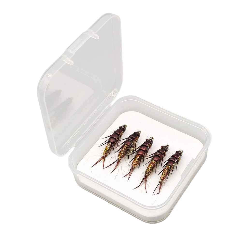 

5 Pack Stonefly Lures for Freshwater and SFor altwater Fishing Lifelike Nymph Imitation Baits with Construction