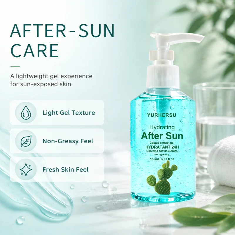 Soothing After Sun Gel，Daily Soothing Gel with Aloe Vera for Face and Body, Refreshing After-Sun Care