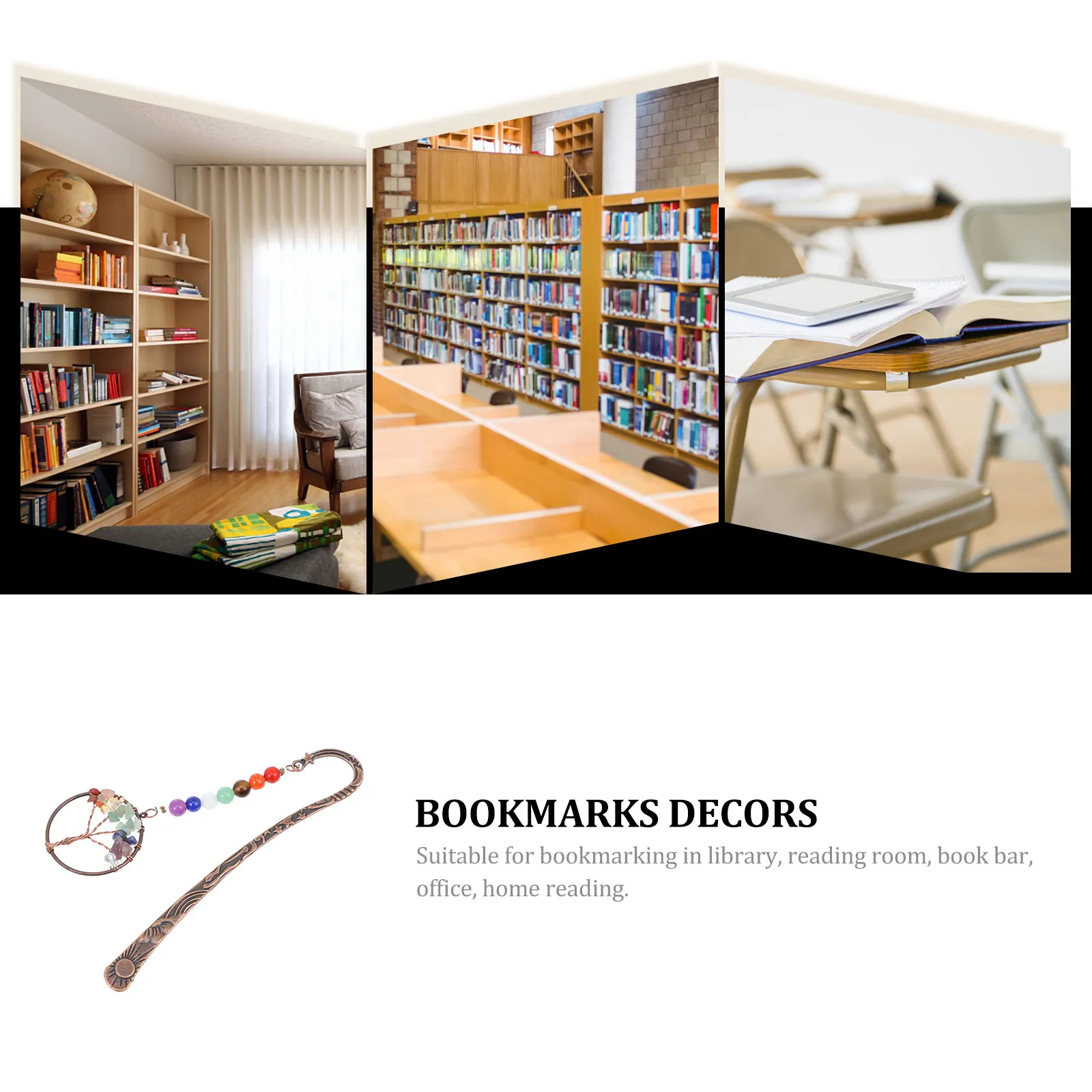 

1pc Crystal Life Tree Bookmark 7 Chakra Brass Crystal Decorative Student Gift Bookmarker Souvenir Bookmark for Readers Writers