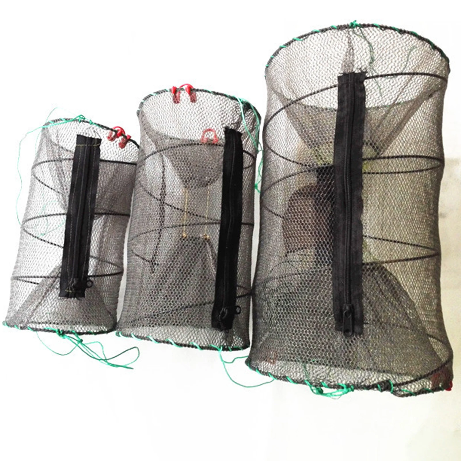 Fishing Folding Mesh Cage Minnow Fish Cage Mesh Hole Basket Cage for Fish Outdoor