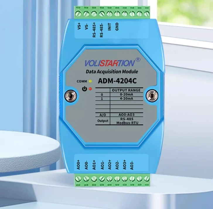 

Φ 4-канальный аналоговый выходной модуль Φ до 0-20 мА/4-20 мА/0-10 В/0-5 в Modbus RTU ADM-4204C