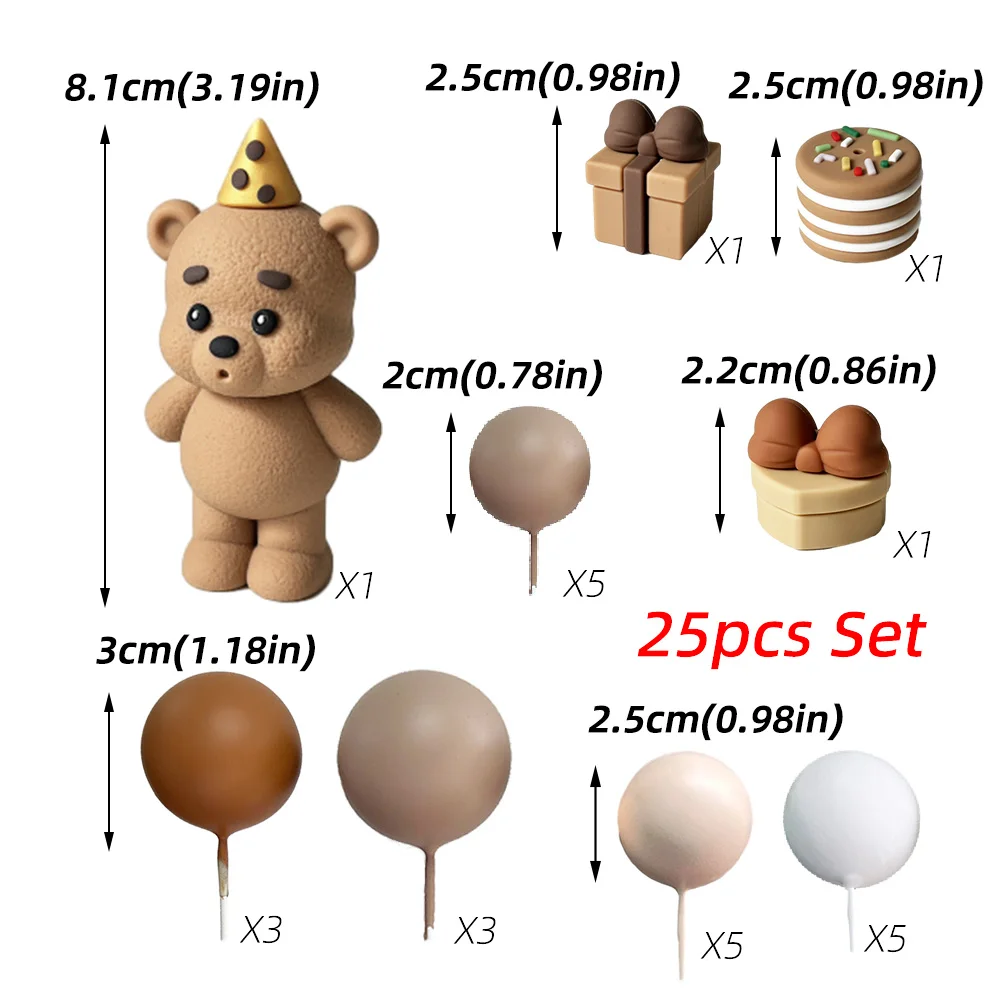 Bären-Kuchenaufsatz-Set mit Mini-Kugeln, Boxen und Kuchen – 1. Geburtstag, Babyparty-Dekoration für Kinder, Partyzubehör mit Teddy-Thema – Detail 2