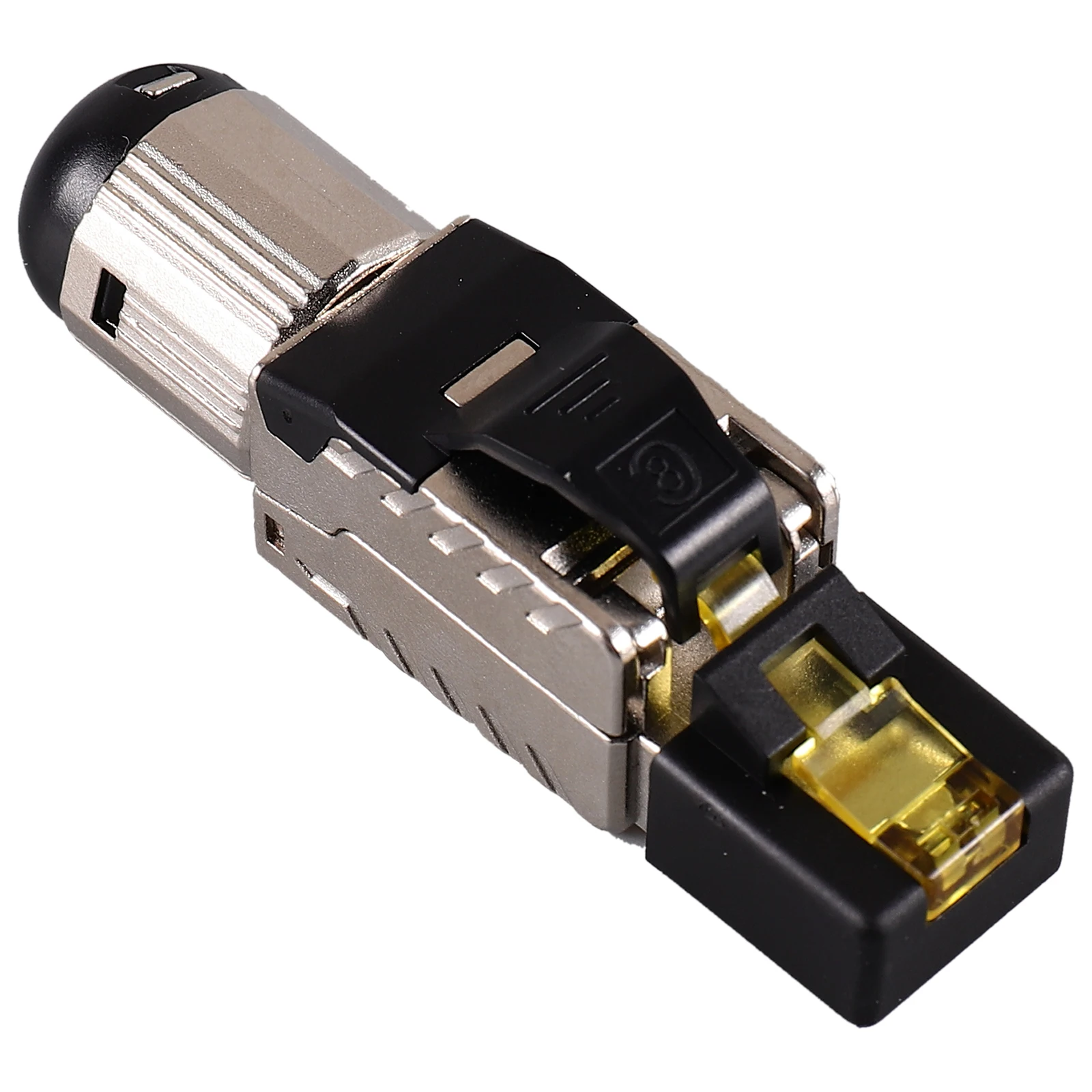 

Connectors Shielded Gold Plated Cat6A 7 8 Tool Free Modular Ethernet Cable Plug Network Wall Pass Through