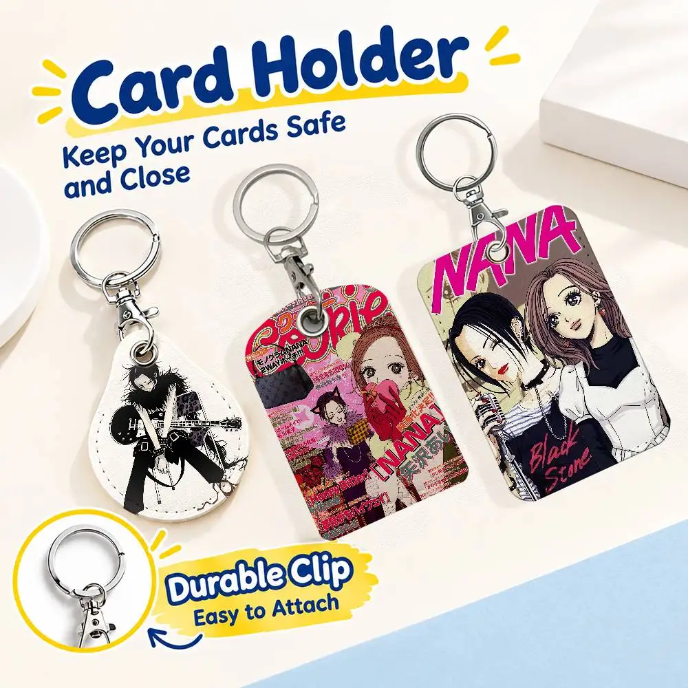 FOR Nana Anime Keychain Card Holder Leather Keeps ID Cash Keys Cards Ready for Work School Travel Daily Errands