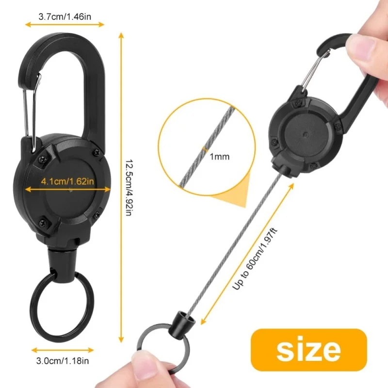 2/4/8pcs Outdoor Retractable Keychain Heavy Duty Carabiner Badge Holder Retractable ID Badge Clip Reel Key Chain for Fishing - náhled 3