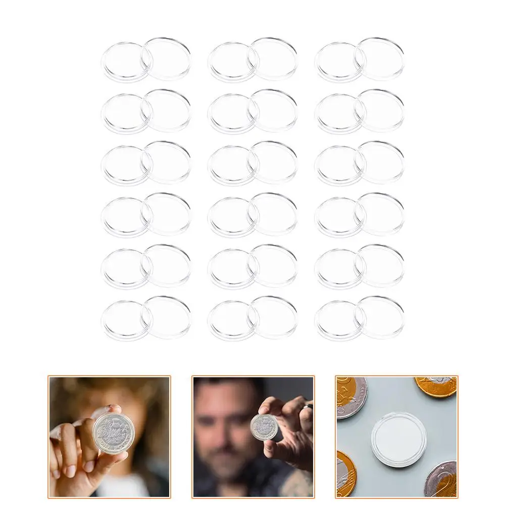 100 Pcs Coin Box Storage Case Coins Holder Capsules with Cover Holders for Collectors Plastic Collection Boxes Mini