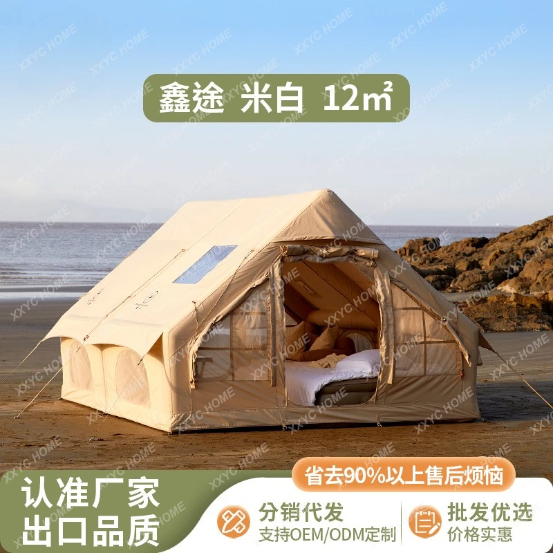 LInflatable tent 3-5 people camping Oxford cotton rainproof people camping equipment quick drive free