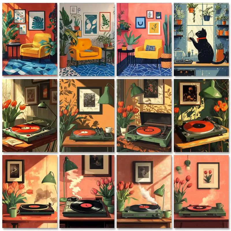 

RUOPOTY Frame Diy Painting By Numbers Kit Picture Illustration Living Room Drawing Coloring By Numbers For Adults Home Decors