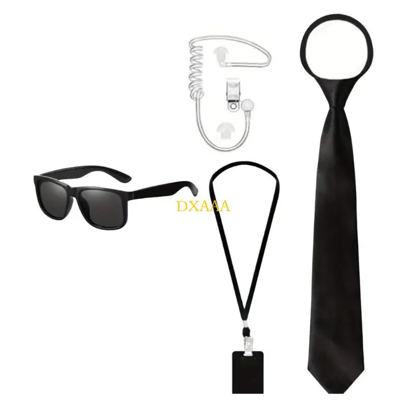 DXAA 4Pcs Secret Service Costume Accessories Agent Costume Spies Costume Accessories