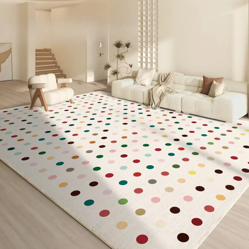 

Modern Minimalist Living Room Carpet Colorful Polka Dot Print Bedroom Rugs Cream Style Home Decoration Soft Coffee Table Mats 러그