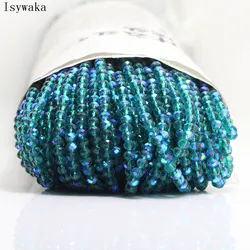 Isywaka Green Blue Half AB Color 3*4mm 125pcs Rondelle Austria faceted Crystal Glass Bead Loose Spacer Round Bead Jewelry Making