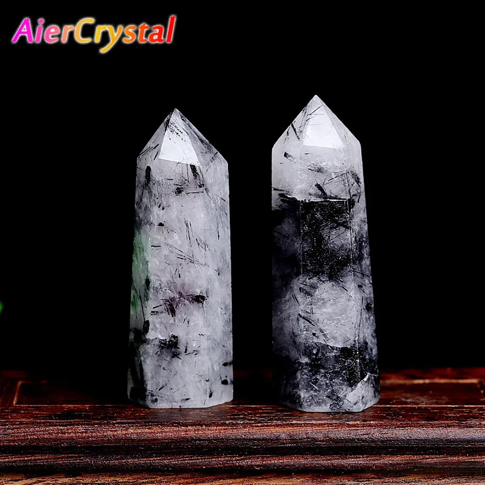 1pc Natural Black Tourmaline Quartz Crystal Healing Stone Energy Mineral 50-80mm Obelisk Column for Living Room Decoration