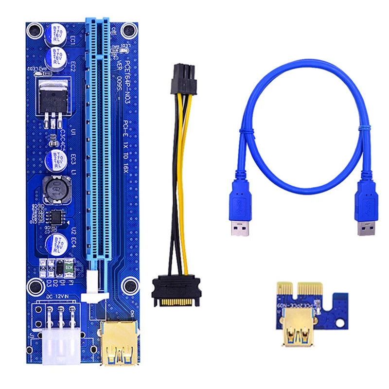 VER009S USB3.0 Pci-E ke Pci kartu adaptor Pci-E 1X sampai 16X kabel ekstensi kartu gambar kartu adaptor penambangan Bitcoin