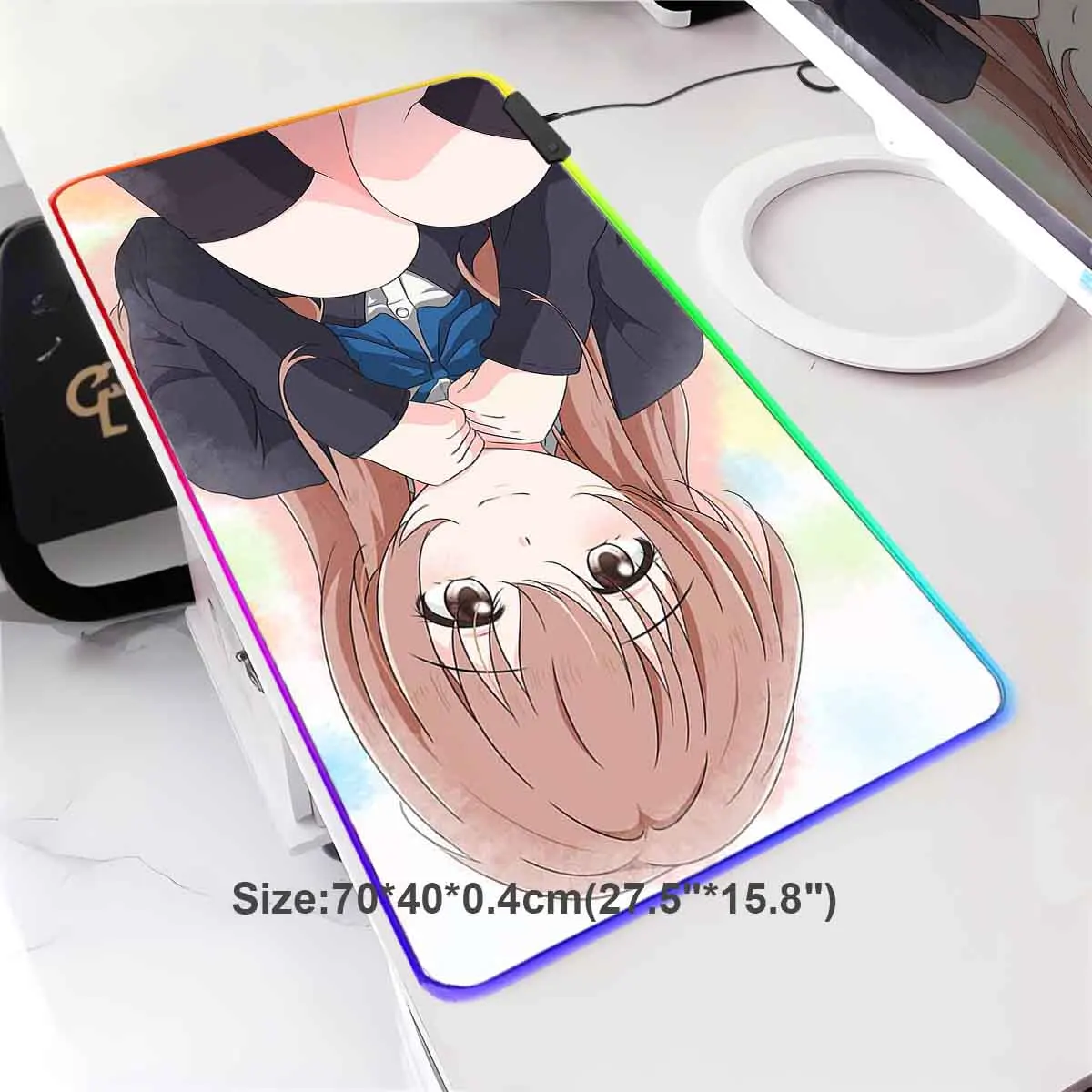 Большой нескользящий коврик для мыши в стиле аниме с бесшумным голосом и светодиодной подсветкой Nishimiya Shouko Leopard Коврик для мыши Table Overwatch Коврик для игровой клавиатуры