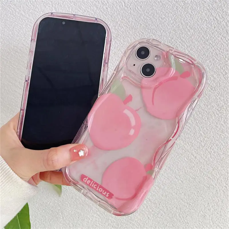 Clear Pink Peach Case For Samsung Galaxy A14 A13 5G A21S A22 A23 A04S A04 A04E A10 A11 A02 A02S A03 Core Soft TPU Wave Cover