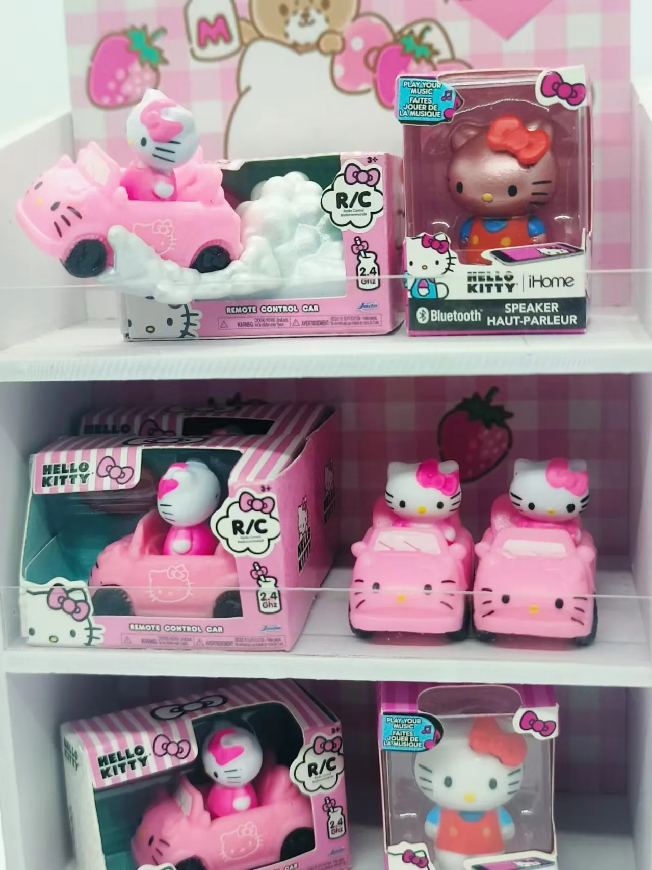 Cartoon Figurine Hello Kitty Mini RC Car 1:64 Scale Cute Pink Vehicle Anime Figure Character Toy Car Action Figure Collection view 6