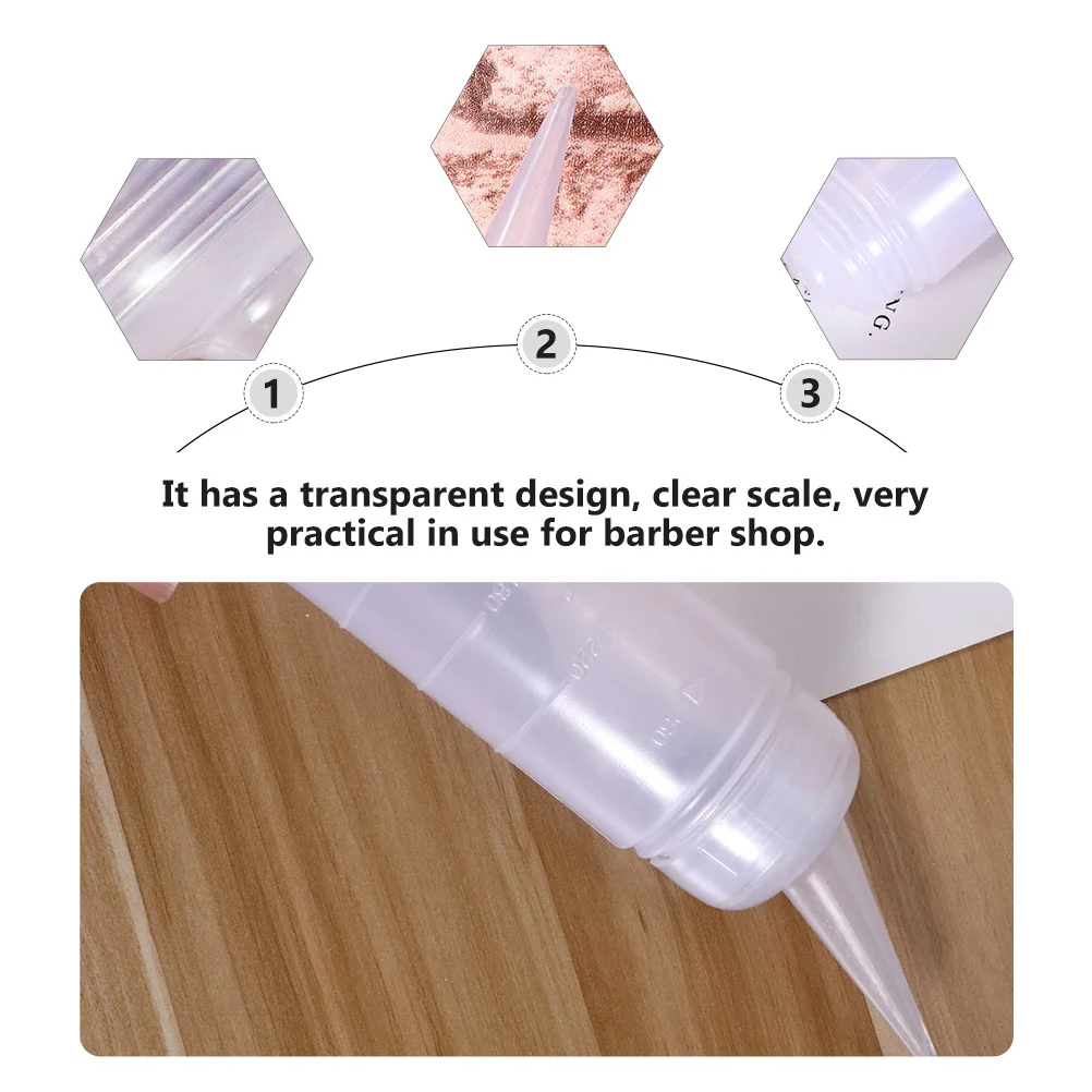 

6pcs 260Ml Dry Shampoo Refillable Plastic Empty Bottle With Scale Beak Mouth Design For Barber Shop Hair Dye Lotion Liquid
