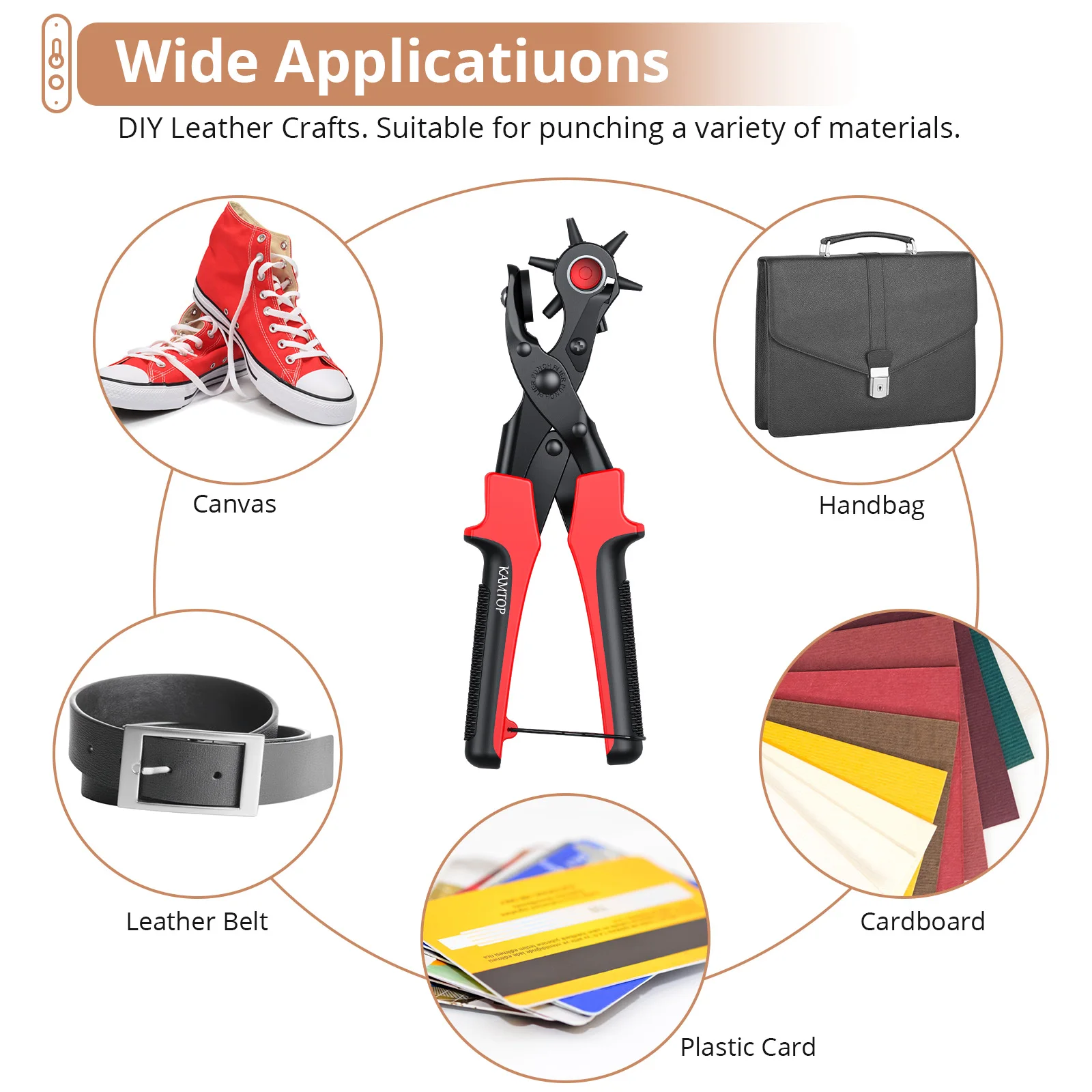 Revolving Leather Hole Punch Pliers Puncher +240 Set Leather Rivets Double Cap Rivet For Punching Holes In Leather Belts Plastic