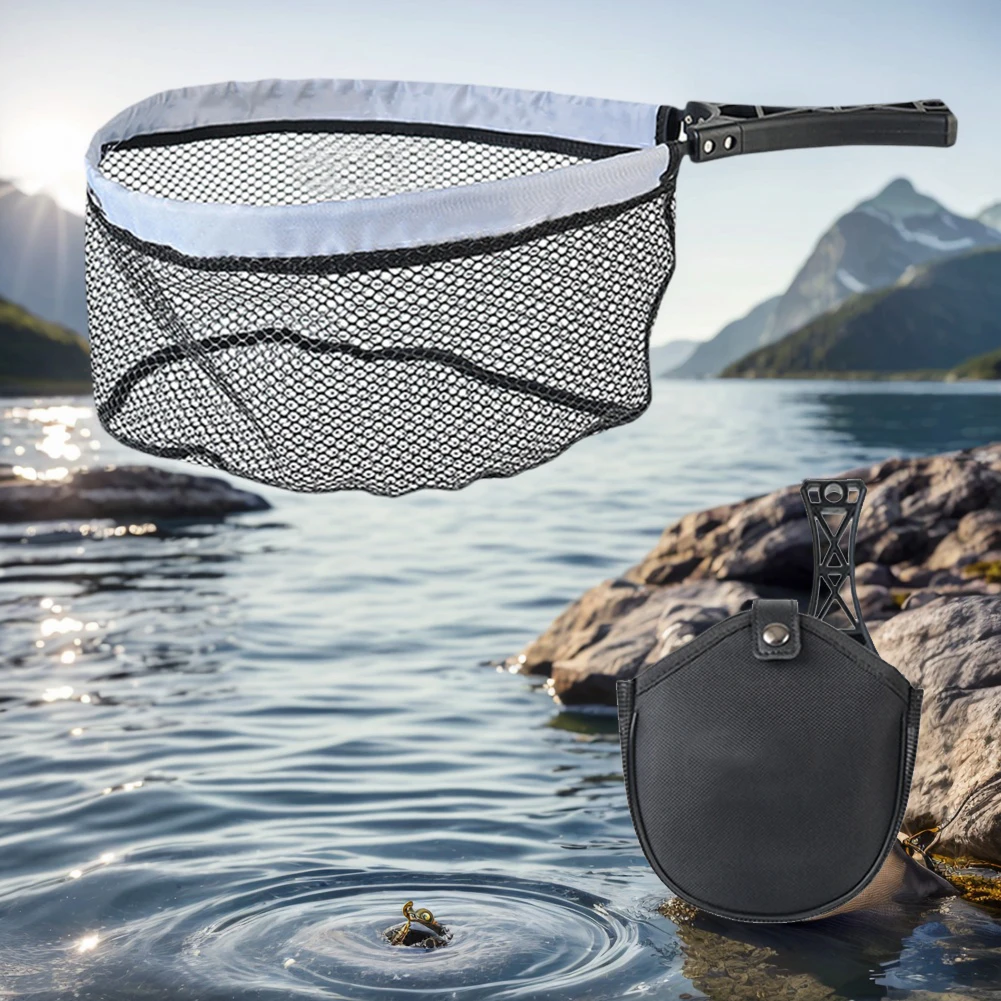 Fly Fishing Landing Net with Soft Rubber Mesh Foldable Landing Net with Tackle Bag Minnow Net Fishing Gear for Beginners - view 4