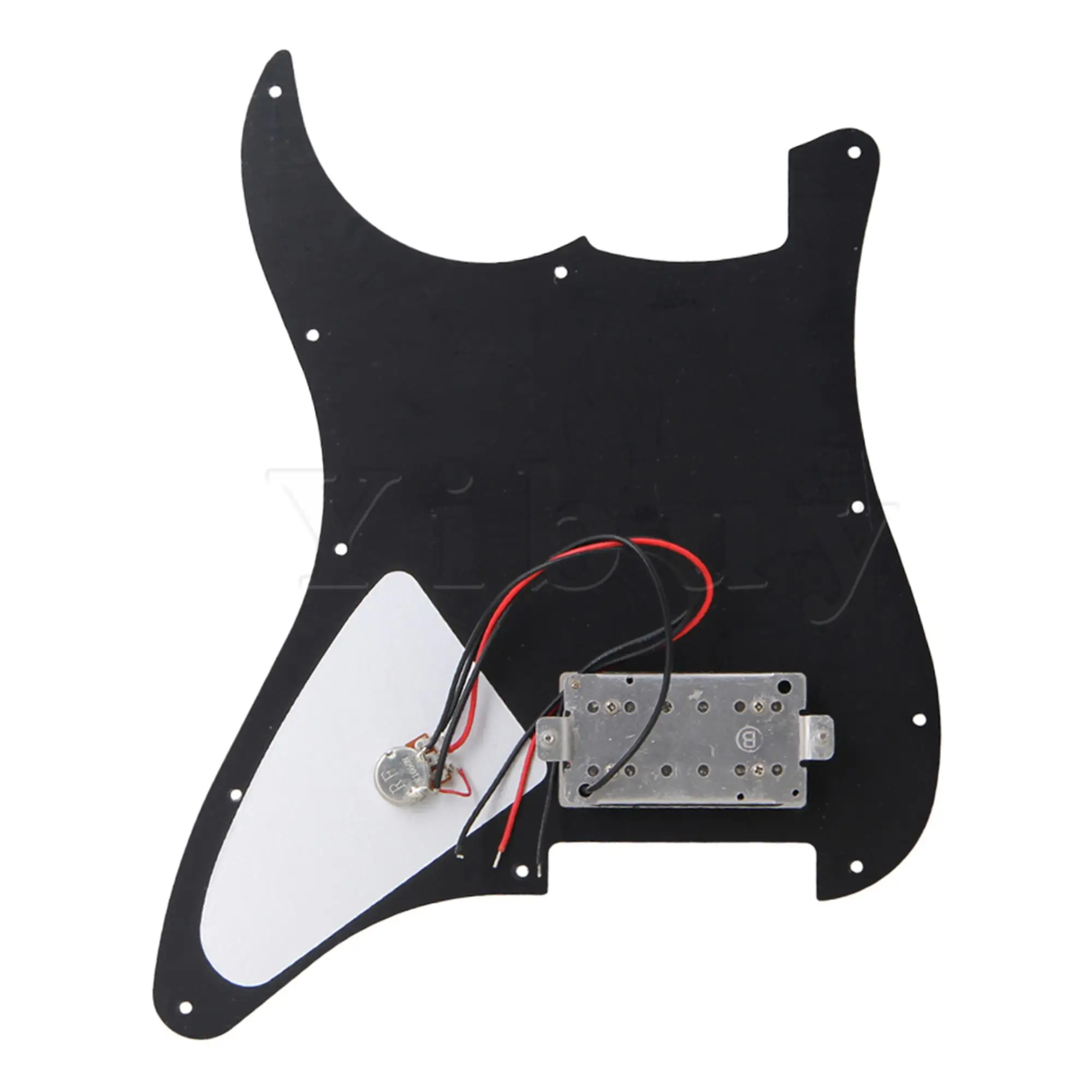 Yibuy Prewired Electric Guitars Pickguard Dual Pickup 3-ply Black with Screw