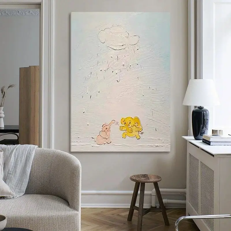 

Nordic Niche Art Living Room Decoration Painting For Children's Room Abstract Handmade Oil Painting Living Room Sofa Decoration