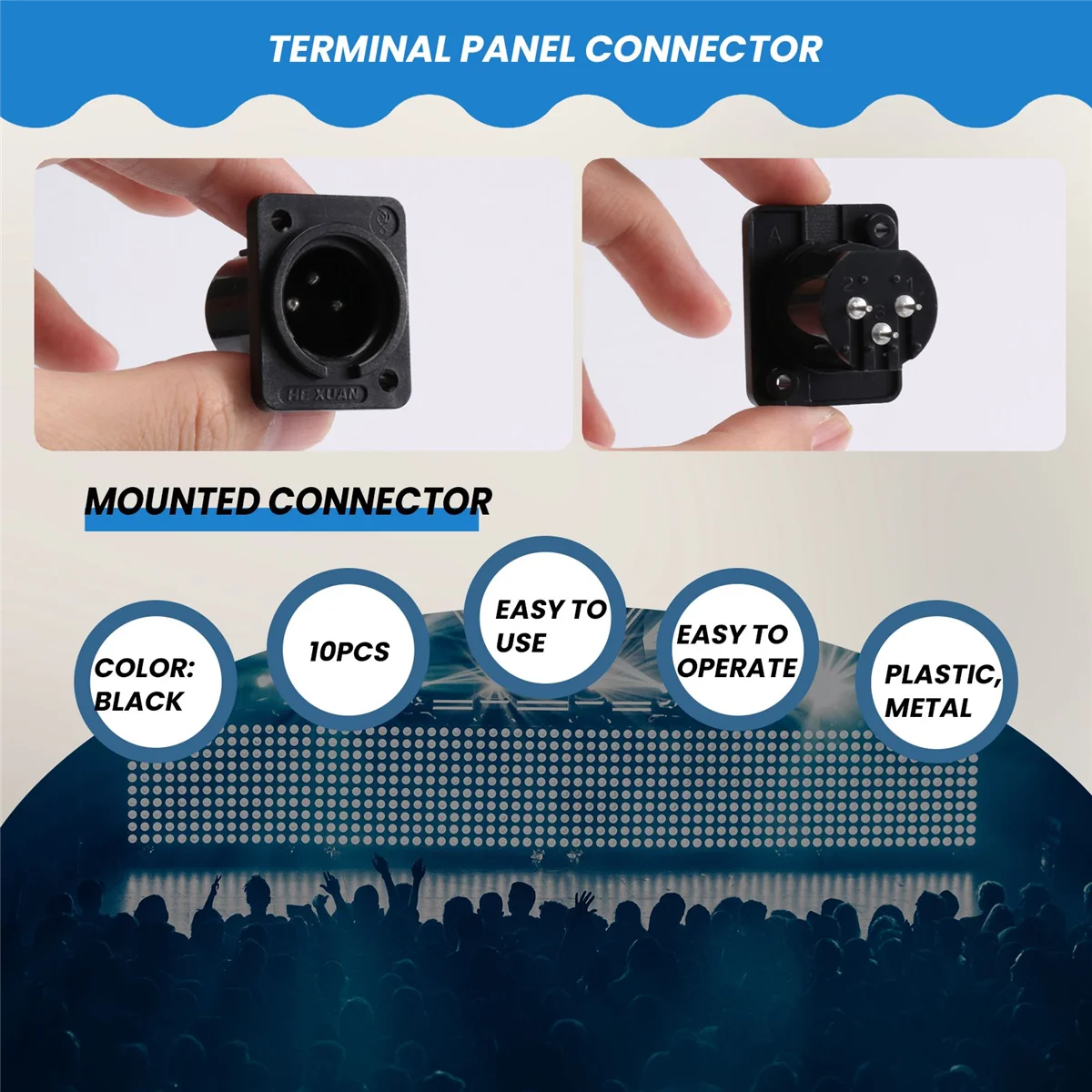 Supernew XLR Macho Plug Terminal Reto Conector Montado em Painel 10 Peças