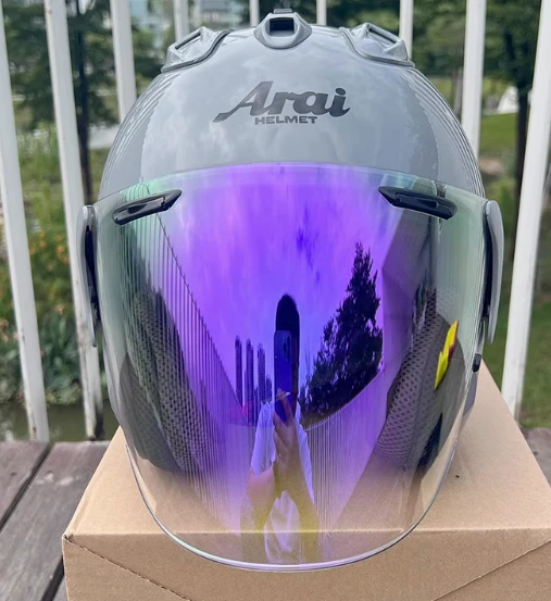 VZ-RAM Hoge kwaliteit ABS klassieke 3/4 open helm, voor Harley motorfietsen en cruisemotoren beschermingshelmen, lichtgrijs