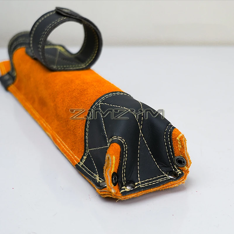 Flame-Resistant Electrode Bag, Welding Rod Pouches, Leather Electrode Holder with Hammer Holder, 35x7x5cm