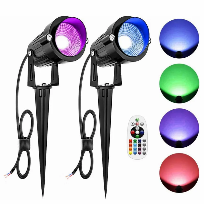 

10W RGBW Color Changing Landscape Lights 110V 220V LED Outdoor Spotlight with Remote IP65 Waterproof for Lawn Tree Garden Path