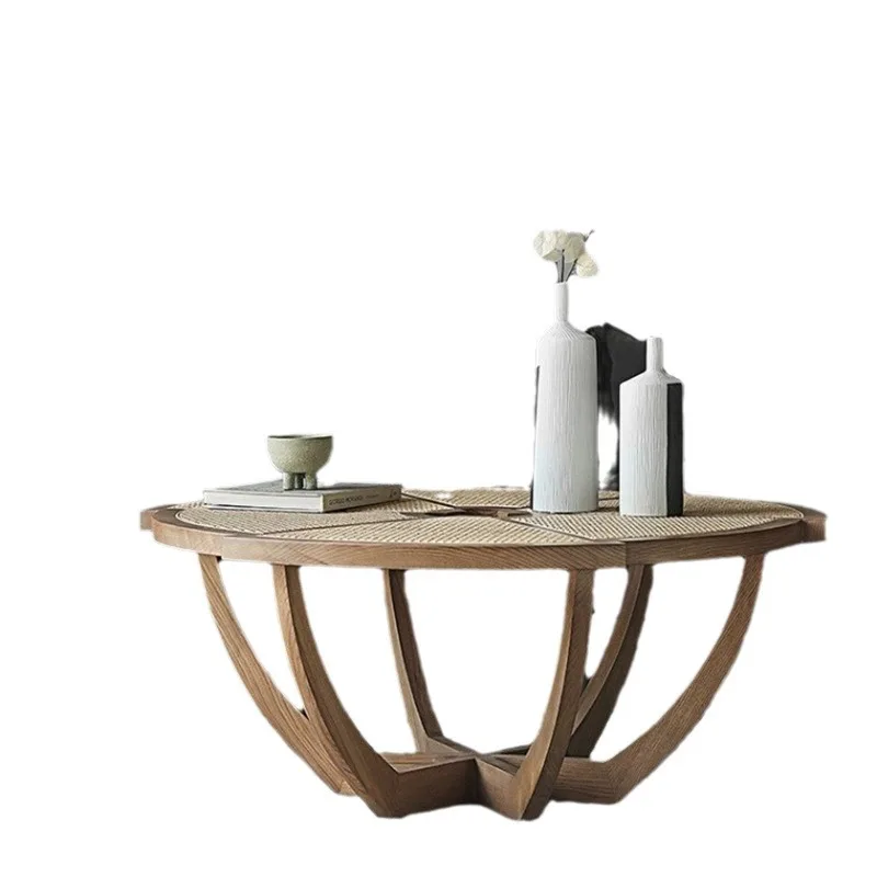

Wind solid wood coffee table living room household log round designer special-shaped creative ins wind coffee table small