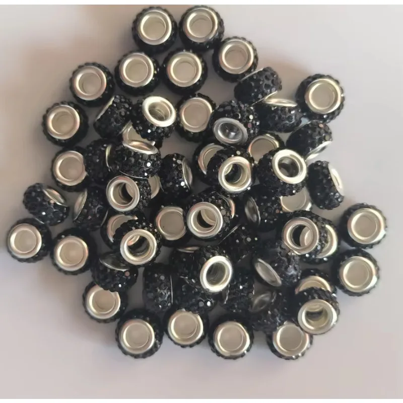 50pcs/lot 7*12mm big hole Rhinestone Ball Beads Clay Paved Crystal Disco Spacer Beads For DIY g5 Making Necklace Bracelet g2