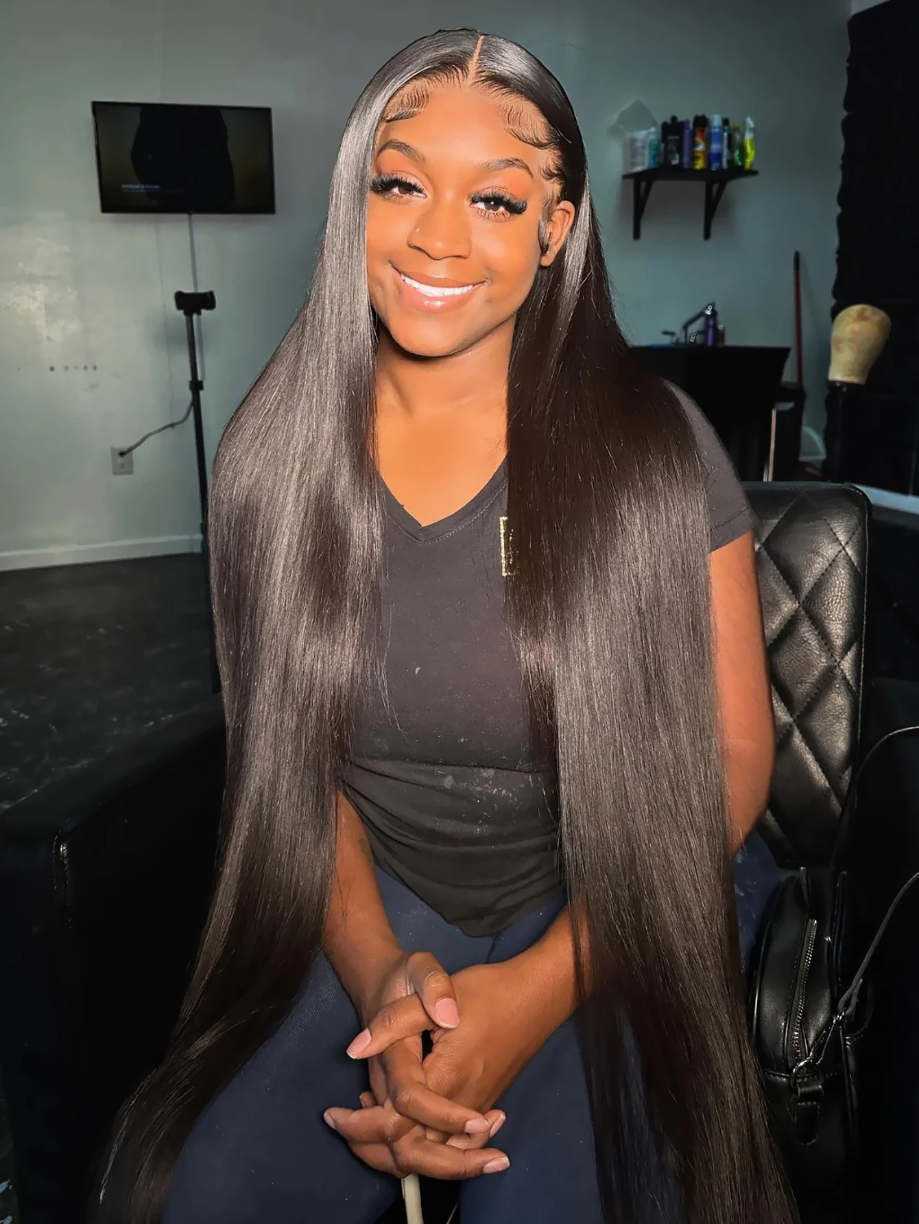 200% Плотность Прямые 13x4 Парики из натуральных волос на кружеве спереди 42 дюйма 13x4 HD Прозрачный парик из натуральных волос на фронтальной части шнурка для женщин