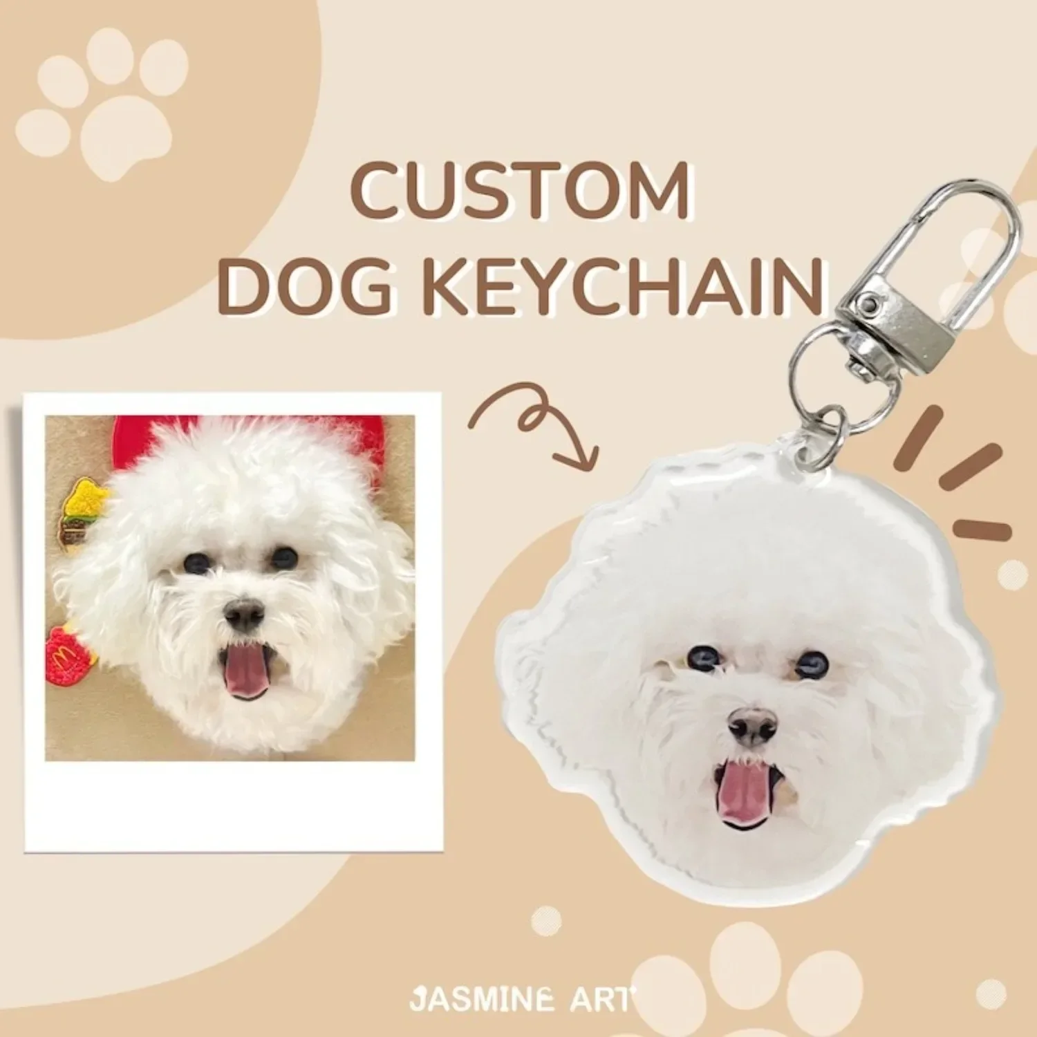 

Customized pet photo handmade diy keychain pendant creative cute dog cat pendant men and women bag charm valentine's day gift