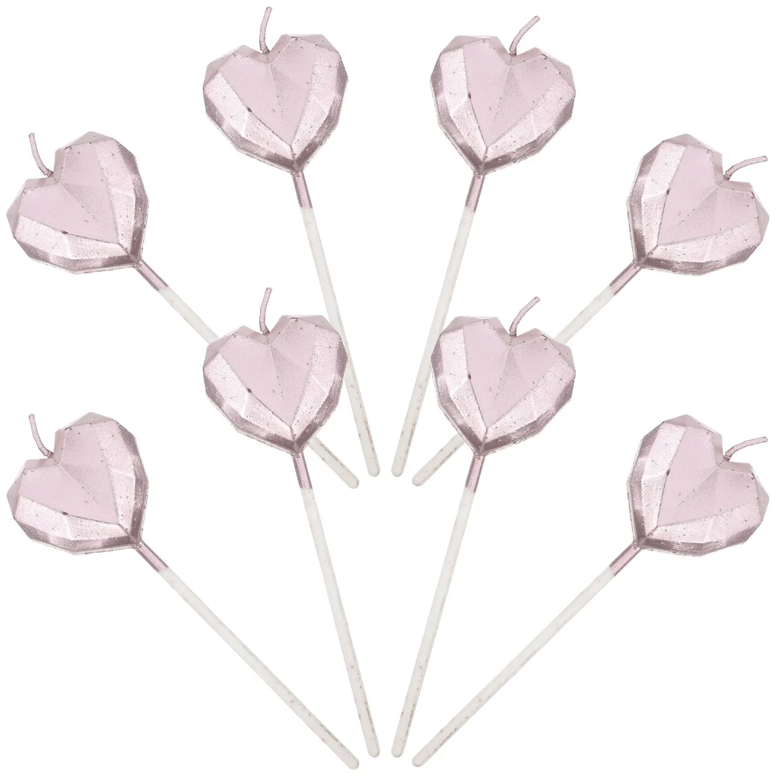 

8 Pcs Cake Accessory Shaped Birthday C Heart Design for Cake Decoration Dessert Party Supplies Cute Fun Rose Gold
