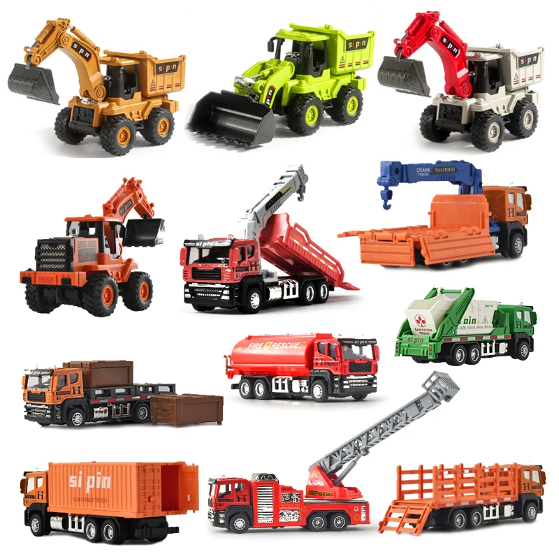 Multiple Alloy Engineering Vehicle Rescue Vehicle Models, Simulation Excavator Loader Bulldozer Dump Truck Children's Toy Car