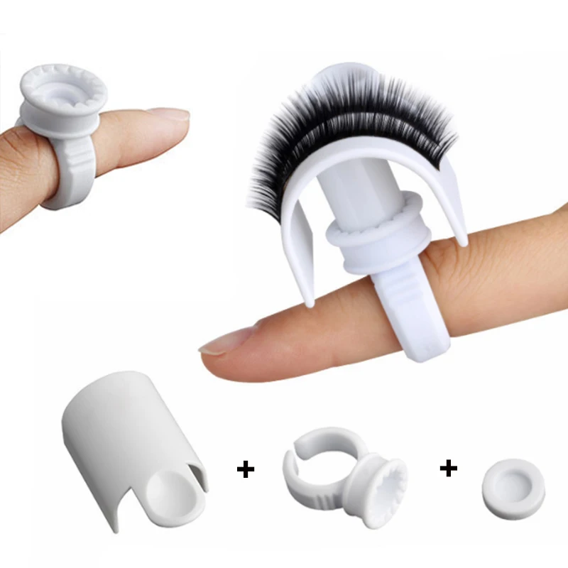 1Set Eyelash Extension Glue Ring U-shaped Root Divider Lash Supplies Accessories U-shaped Root Divider Eyelash Pallet Holder Set