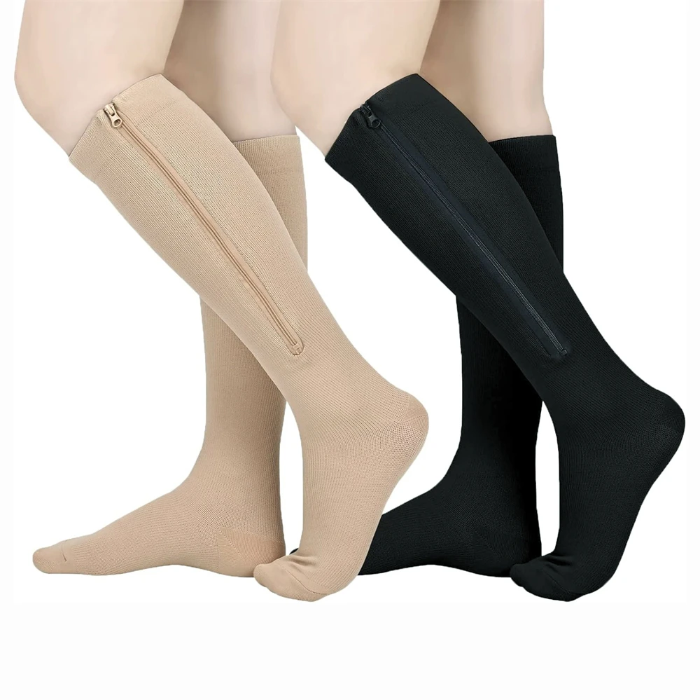 

Zipper Compression Socks for Men and Women With Knee Support Zipper for Women With Closed Toe Thin Anti Fatigue Elastic Socks