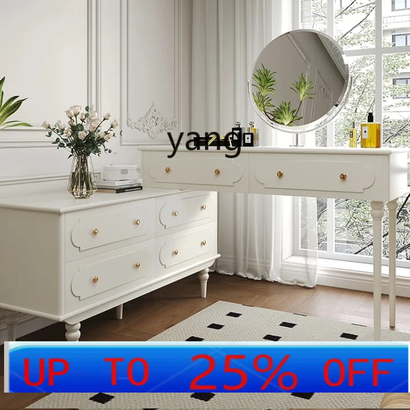 Lh Solid Wood Chest of Drawers Living Room Master Bedroom Storage Cabinet Bedside Dressing Table Cream Style