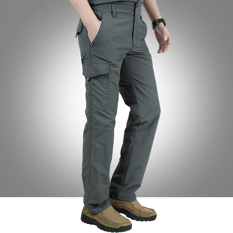 Pantaloni da lavoro leggeri estivi da uomo all'aperto impermeabili da caccia da combattimento pantaloni mimetici da pesca pantaloni Cargo multitasche Casual