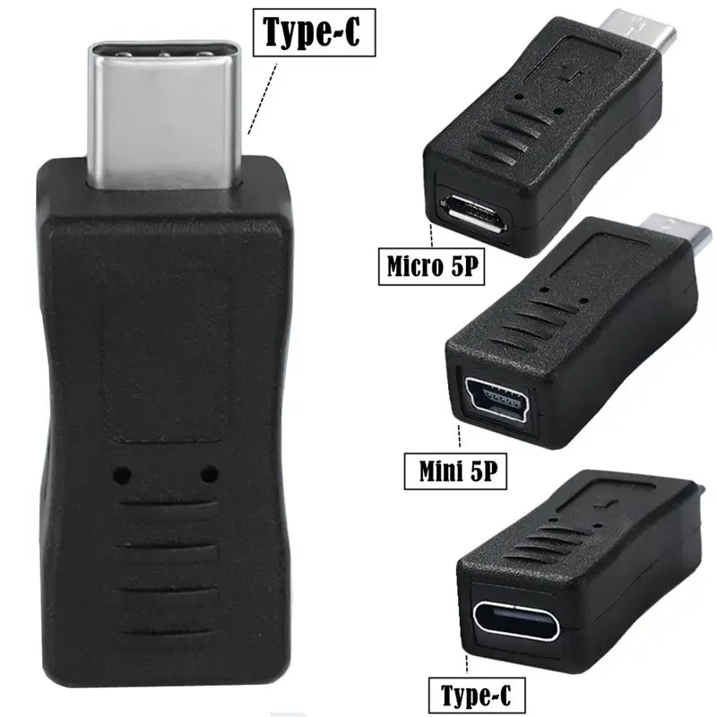 New Mini 5P Micro 5P Type-C Female to Type-C Male Mobile Phone Tablet Data Transfer Charging Head